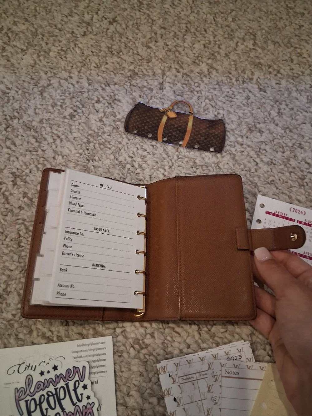 Louis Vuitton Monogram PM Pocket Planner Notebook w/ Accessories